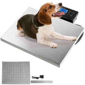 VEVOR Digital Livestock Scale 400Lbs x 0.2Lbs Pet Vet Scale Stainless Steel Large Platform Postal Shipping Scale Industrial Floor Scale dog Scale for